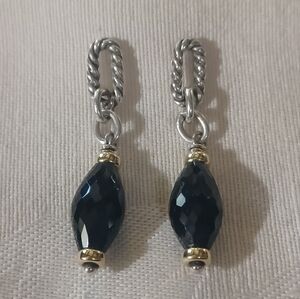 David Yurman Onyx Bojoux Drop Earrings, SS & 18k